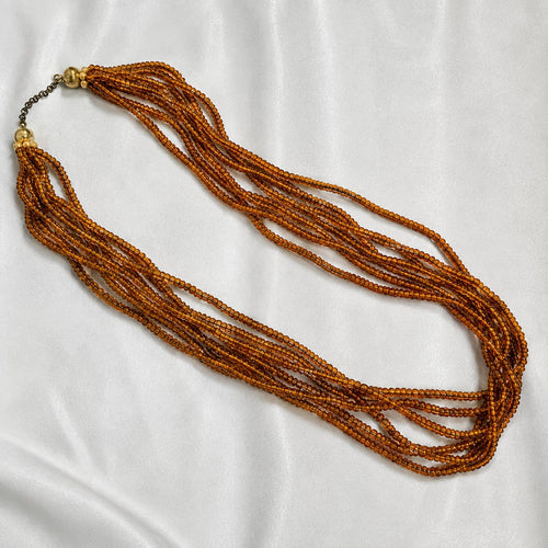 24 Inch Multi Strand Wooden Bead Necklace Brown Boho Statement N648