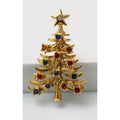 Vintage Gold Christmas Tree Brooch Pen With Rhinestones CP12