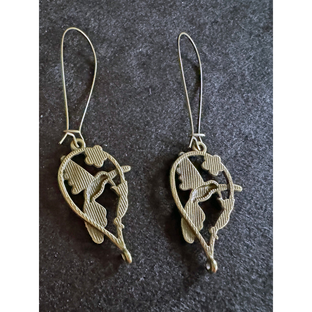 New Antiqued Bronze Bird Dangle Earrings E197