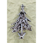 New Silver Tone Christmas Tree Brooch with Red and Green Rhinestones CP15