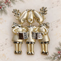 Vintage Three Reindeer Carolers Brooch Silver Tone Christmas Choir Pin CP264