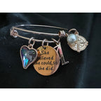 Rose Gold Charm Bangle Bracelet “A” Initial She Believed She Could Quote B048