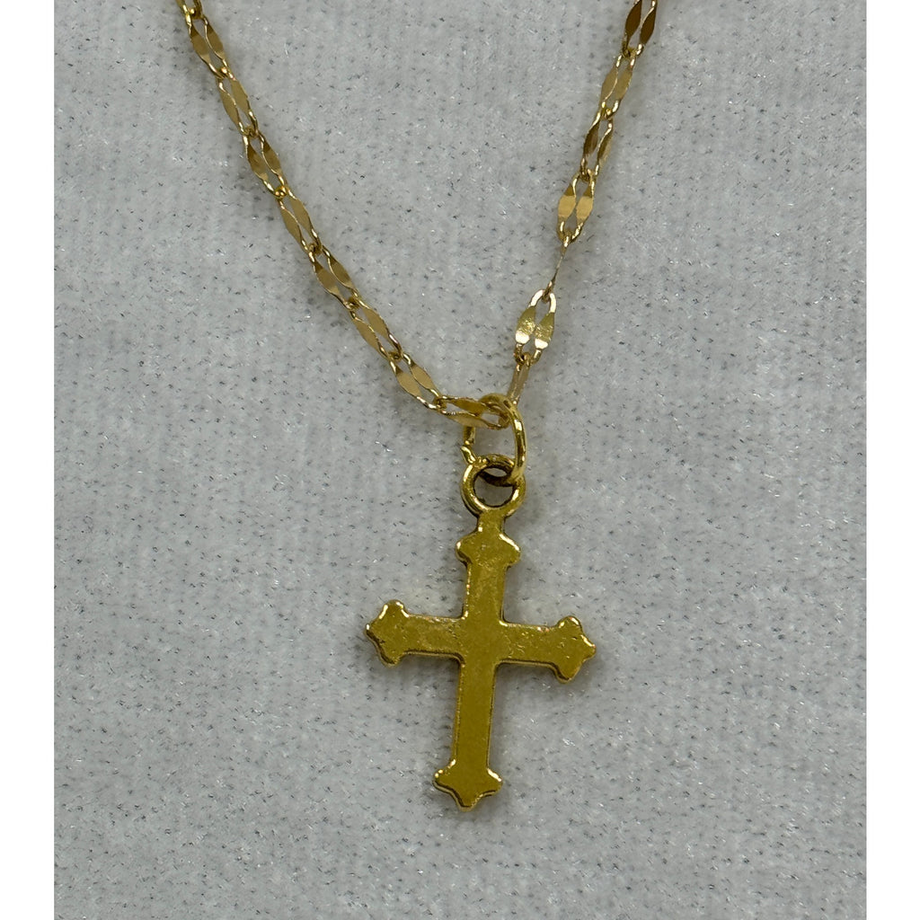 Gold Tone Cross Necklace 3/4 Inches Christian Faith Jewelry N292