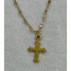 Gold Tone Cross Necklace 3/4 Inches Christian Faith Jewelry N292