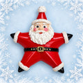 Santa Star Christmas Brooch Red White Resin Holiday Pin 2.25 Inch Vintage CP177