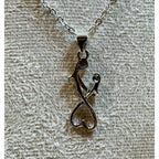 Mother & Child Necklace Silver Tone Mom Love Pendant 16-18" Chain N368