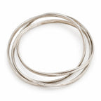 Silver Tone Interlocking Triple Bangle Bracelet Textured Statement Jewelry B181