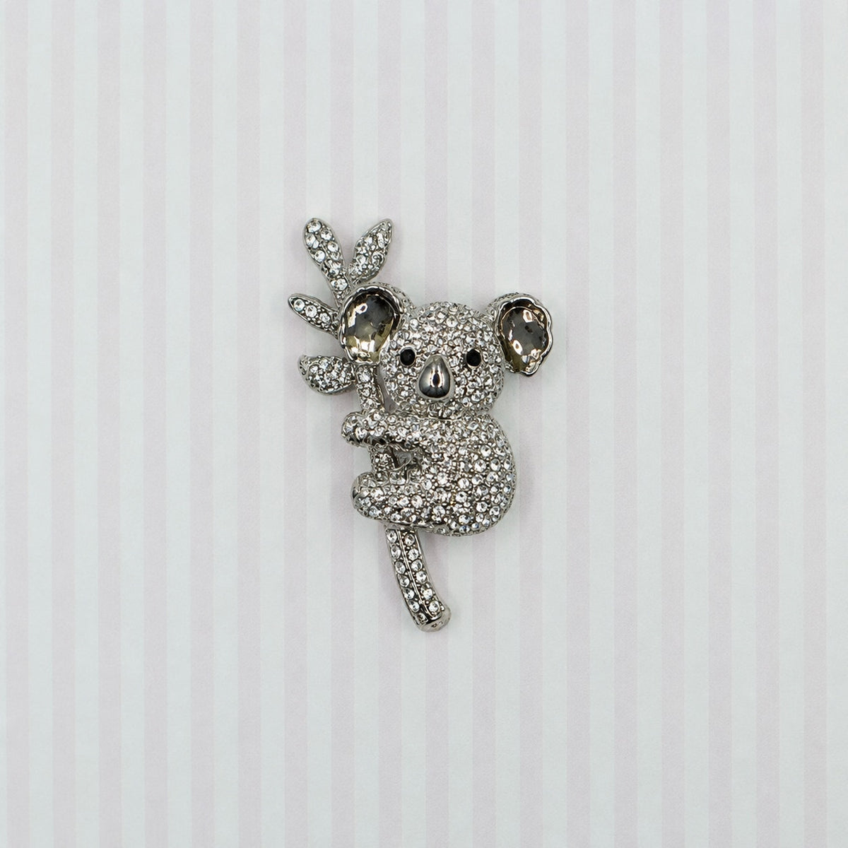Koala Brooch Pin Rhinestone Silver Tone Tree Branch Animal Jewelry Gift CP179