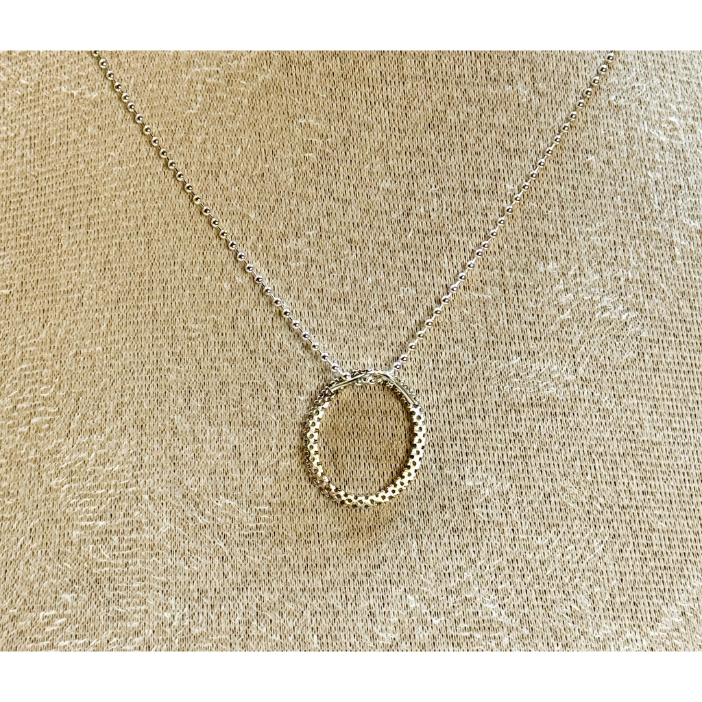 Silver Circle Pendant Necklace 20" Ball Chain Minimalist Pre-Loved  N459