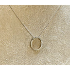 Silver Circle Pendant Necklace 20" Ball Chain Minimalist Pre-Loved  N459