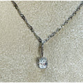 Vintage Large Clear Rhinestone Pendant Silver Tone 18" Chain Statement N454