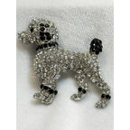 New Clear Rhinestone Poodle Brooch Pendant Silver Dog Puppy Crystal 2"  CP200