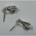 Silver Rhinestone Stud Earrings Clear Crystal Accent 5/8" New Elegant E301