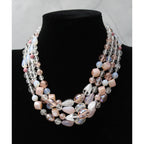 Beautiful Vintage 4 Strand Bead Necklace In Shades of Pink, White and Clear N81
