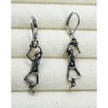Halloween Skeleton Dangle Earrings Silver Tone Leverback Gothic Spooky 1.5" E491