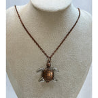 Sea Turtle Necklace Turtle Pendant 22" Chain Silver & Copper Tone  New N467