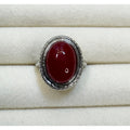 New Size 8 Red Oval Cabochon Ring Silver Tone Vintage Style Statement Ring R005