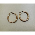 Gold Twist Hoop Earrings 1.25 Inch Diameter Classic Textured Hoops New E309