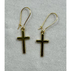 Gold Tone Cross Dangle Earrings Christian Faith Jewelry 1 Inch  E281