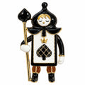 Black White Royal Guard Brooch Pin Gold Tone Spade Playing Card 2.5" CP162