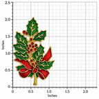 Christmas Holly Brooch Green Red Enamel Rhinestone Gold Tone Holiday Pin CP176