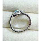 Blue Butterfly Adjustable Silver Ring Filigree Floral Wrap New R011