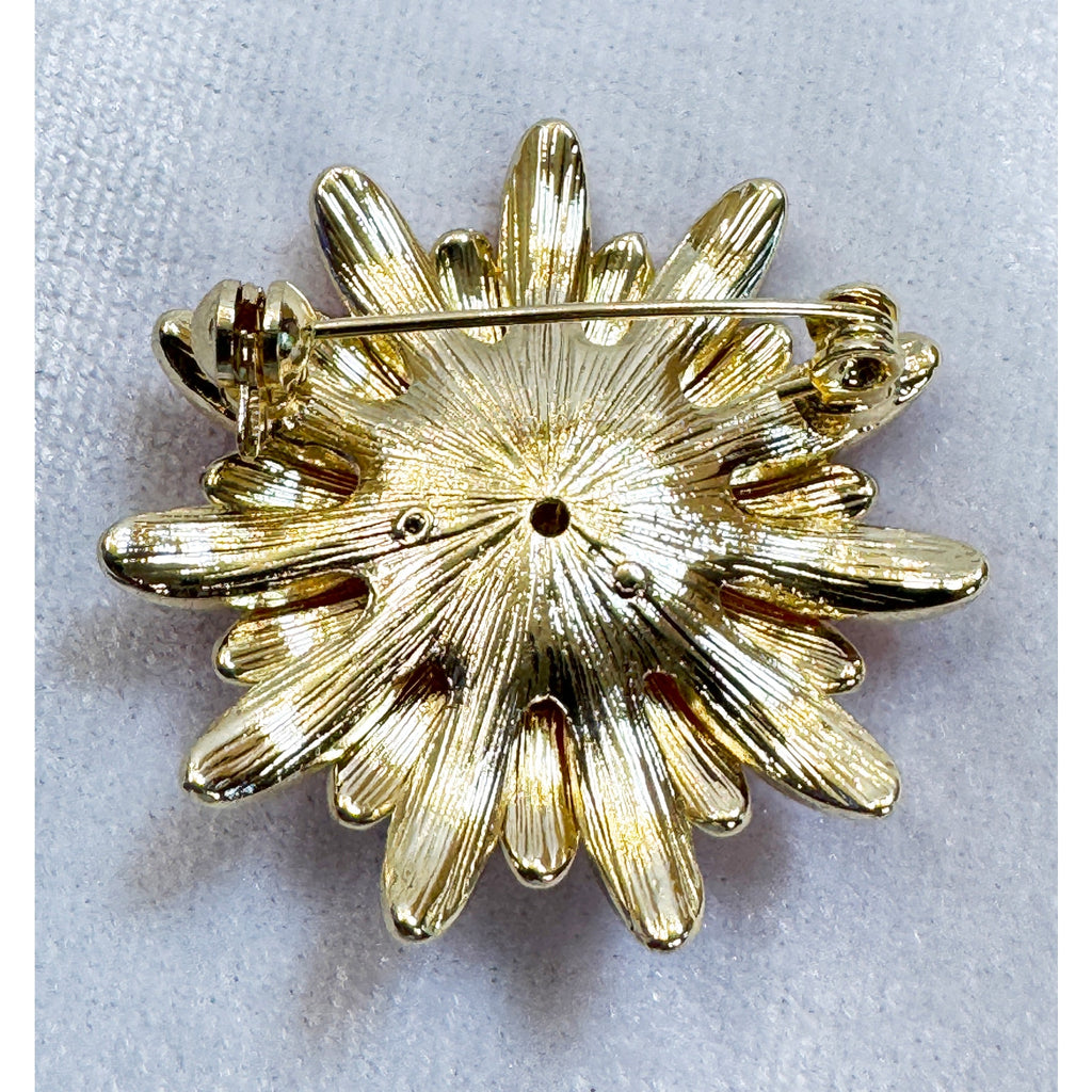 New Pink Enamel Daisy Bee Brooch Pin Gold Tone Floral Garden Spring 1.75" CP197
