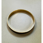 Black Enamel Gold Tone Hinged Bangle Bracelet 2.5" Pre-Loved Classic B090