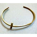 Gold Cross Cuff Bracelet Adjustable Christian Faith Bangle 1" Cross B144