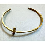 Gold Cross Cuff Bracelet Adjustable Christian Faith Bangle 1" Cross B144