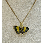 Butterfly Enamel Pendant Necklace Gold Tone 18-20 inch chain New Floral N388