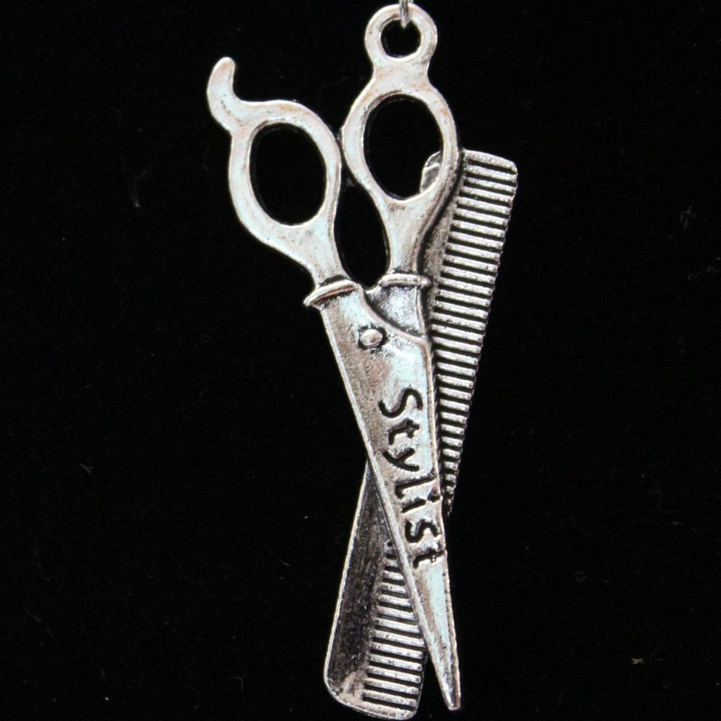 New Fashion Comb and Scissor Stylish Silver Tone Necklace N89