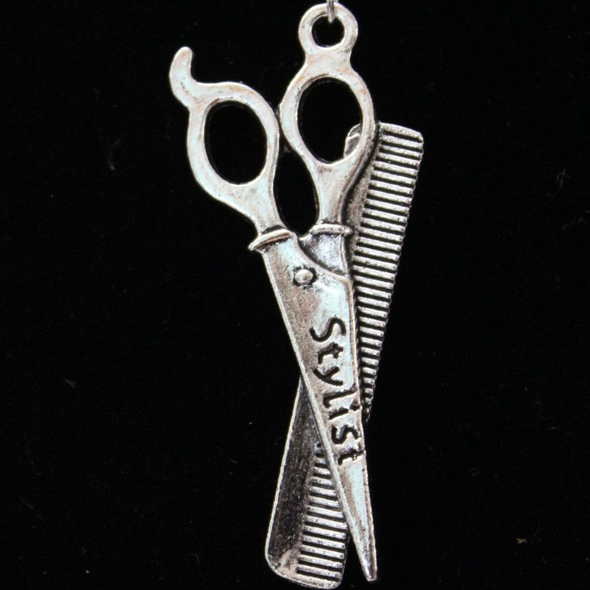 New Fashion Comb and Scissor Stylish Silver Tone Necklace N89