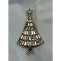 Clear Rhinestone Christmas Tree Brooch Pin Gold Tone Holiday 2.5" CP170