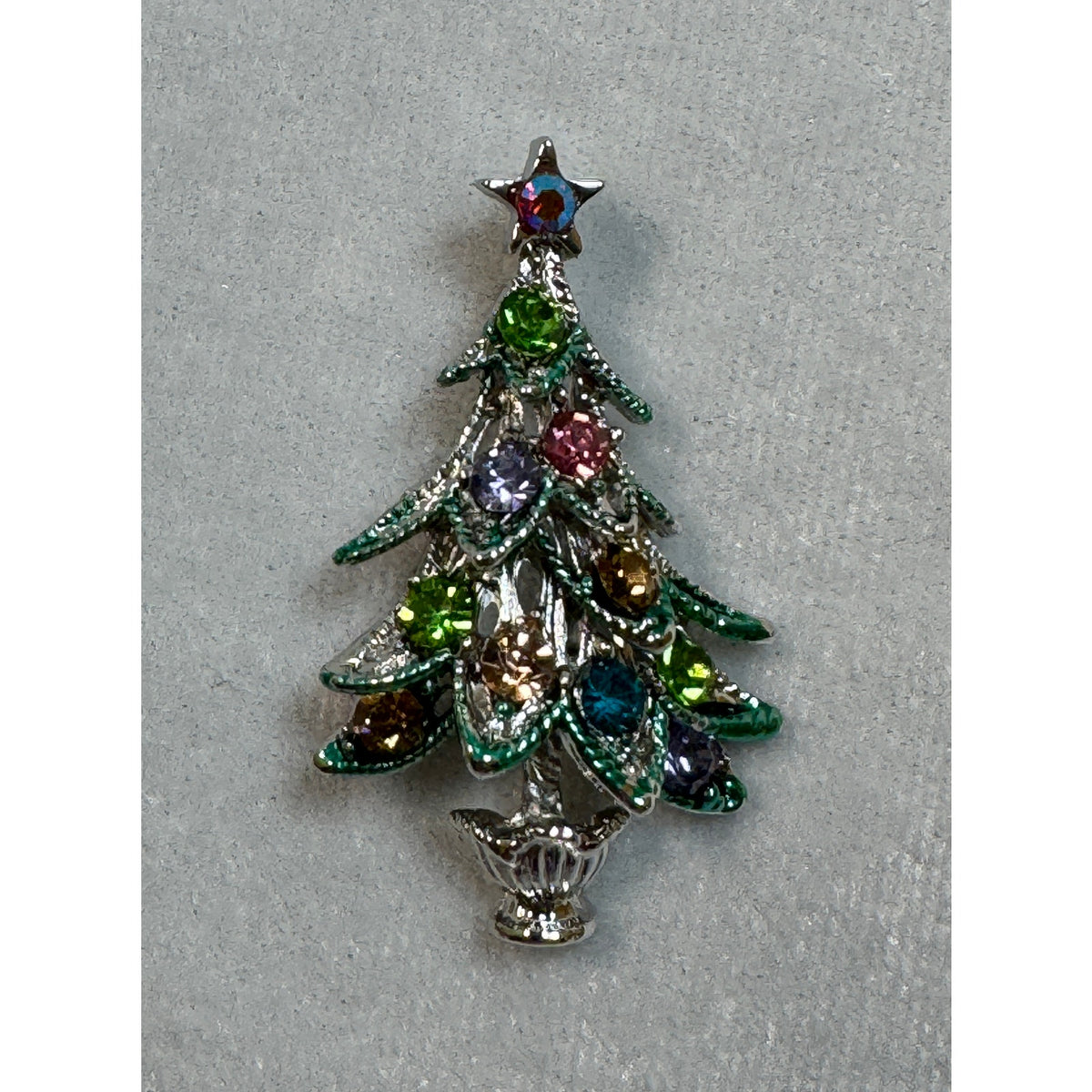 New Multicolor Rhinestone Christmas Tree Brooch Pin Holiday Jewelry 1.75" CP161