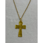 Gold Tone Cross Necklace Christian Faith Pendant 18-20 Inch Chain N282