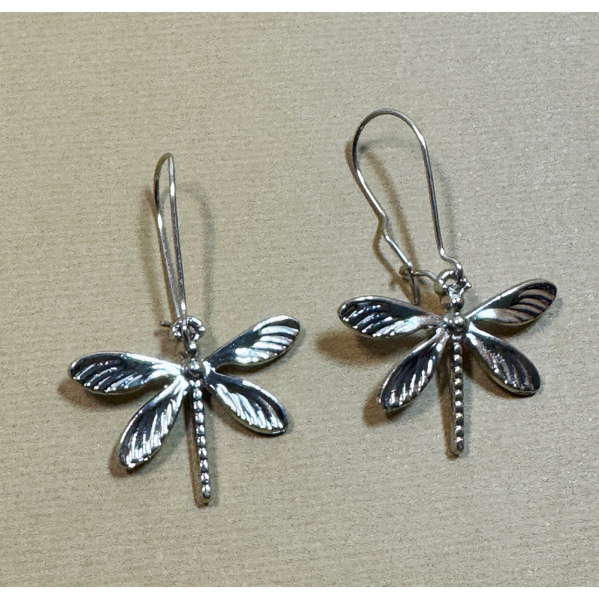 Silver Firefly Dangle Earrings Dragonfly Insect Drop Earrings 1.75" E305