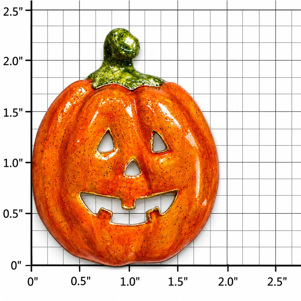 Vintage Orange Enamel Jack O Lantern Pumpkin Brooch Halloween Fall Pin CP205