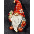Vintage Gold-Tone Enamel Napier Gnome Brooch with Rhinestone Star Hat CP42