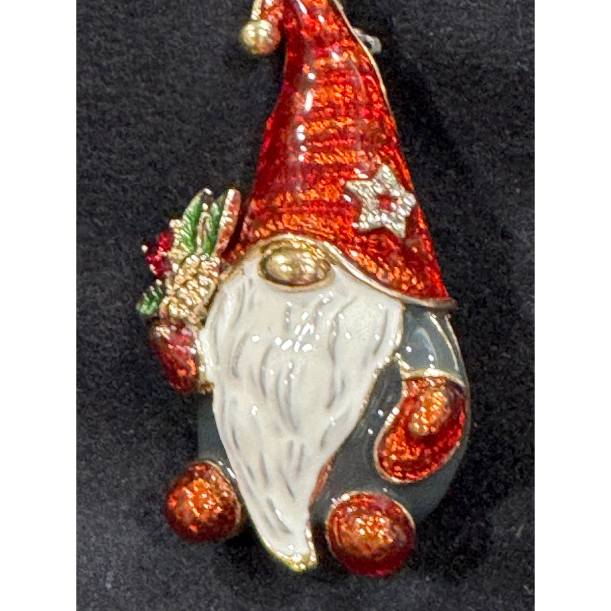 Vintage Gold-Tone Enamel Napier Gnome Brooch with Rhinestone Star Hat CP42