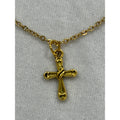 Gold Tone Cross Necklace 3/4 Inches Christian Faith Jewelry N290