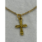 Gold Tone Cross Necklace 3/4 Inches Christian Faith Jewelry N290