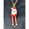 Whimsical Santa Claus Articulated Legs Christmas Necklace Pendant N109