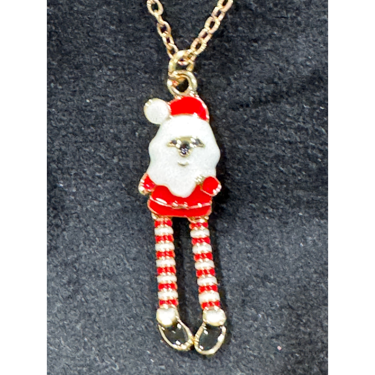 Whimsical Santa Claus Articulated Legs Christmas Necklace Pendant N109