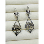New Stainless Steel Tree of Life Dangle Earrings 1.75" Floral Cut Out E604
