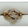 New Size 6 Gold Tone Ring Cubic Zirconia Twist Statement Ring R004