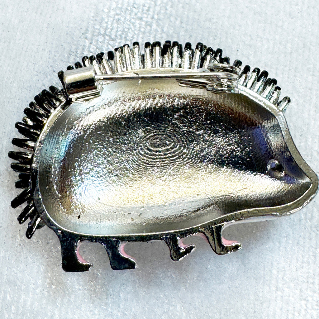 Cute Hedgehog Brooch Pin Black White Enamel Animal Jewelry  New 1.5" CP196