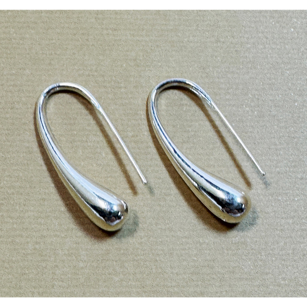 925 Silver Plated Teardrop Threader Earrings Minimalist Dangle Earrings E306