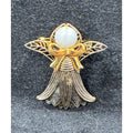 Vintage Angel Brooch with Filigree Wings & Frosted Bead Head CP52