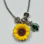 New Sunflower Charm Necklace Silver Chain Yellow Sunflower Pendant N362
